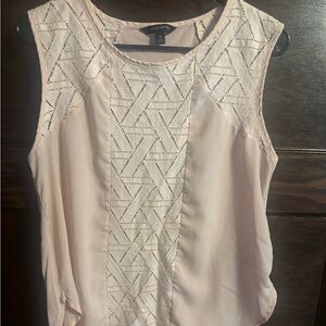 Banana Republic Tan Sleeveless Blouse with Graphic Design,Size M